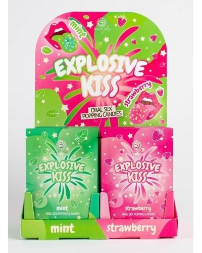 Pack de 48 bonbons Poudre pétillante Explosive Kiss Menthe et Fraise sextoys et accessoires sur La Boutique du Hard