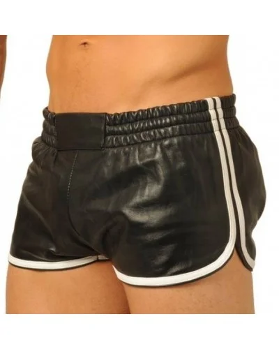 Short en cuir Fist Noir-Blanc sextoys et accessoires sur La Boutique du Hard