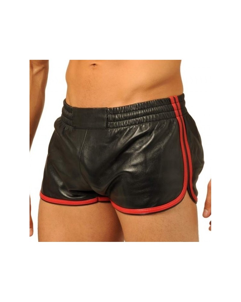 Short en cuir Fist Noir-Rouge sextoys et accessoires sur La Boutique du Hard