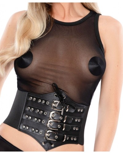 Corset À Lacets et Sangles Cinchery Noir sextoys et accessoires sur La Boutique du Hard