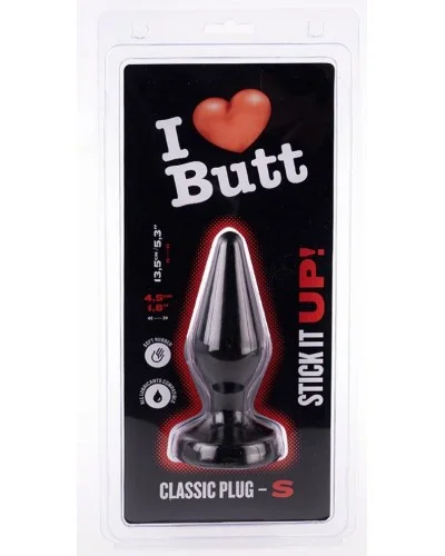 Plug Classic S I Love Butt 11 x 4.3 cm Noir sextoys et accessoires sur La Boutique du Hard