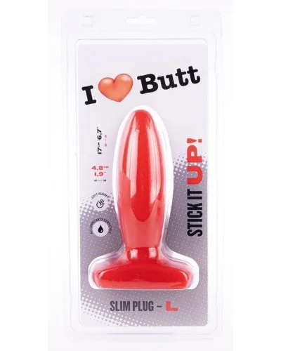 Plug Slim L I Love Butt 14 x 4.8 cm Rouge sextoys et accessoires sur La Boutique du Hard