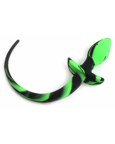 Plug Queue de Chien Silicone Dog Tail 7.5 x 3.1cm Vert Noir sextoys et accessoires sur La Boutique du Hard