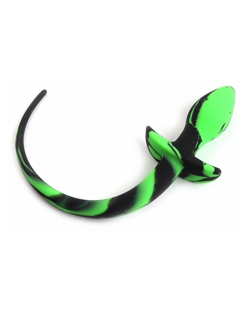 Plug Queue de Chien Silicone Dog Tail 7.5 x 3.1cm Vert Noir sextoys et accessoires sur La Boutique du Hard