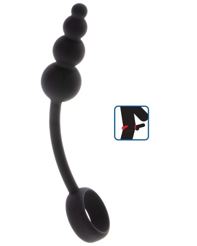 Cockring Plug anal Beads Ring 8.5 x 3.5 cm Noir sextoys et accessoires sur La Boutique du Hard