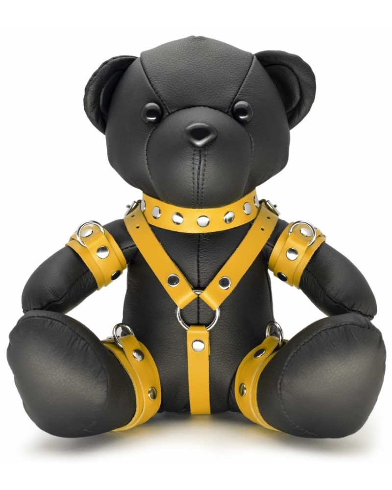 Ours en cuir EDDY The BDSM Teddy Bear Jaune + Boite sextoys et accessoires sur La Boutique du Hard