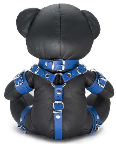 Ours en cuir EDDY The BDSM Teddy Bear Bleu + Boite sextoys et accessoires sur La Boutique du Hard