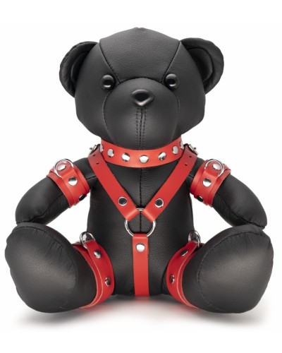 Ours en cuir EDDY The BDSM Teddy Bear Rouge + Boite sextoys et accessoires sur La Boutique du Hard