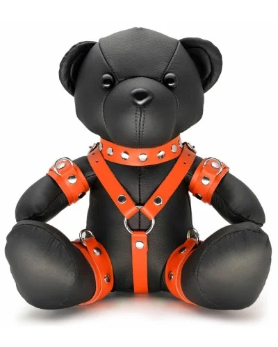 Ours en cuir EDDY The BDSM Teddy Bear Orange + Boite sextoys et accessoires sur La Boutique du Hard