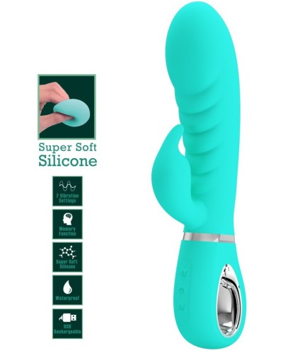 Vibro Rabbit Prescott 12 x 3.9cm Turquoise sextoys et accessoires sur La Boutique du Hard