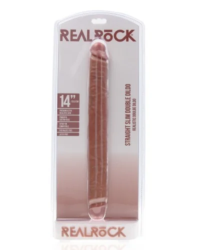 Double Gode Straight Slim 35.5 x 3.8cm Marron sextoys et accessoires sur La Boutique du Hard